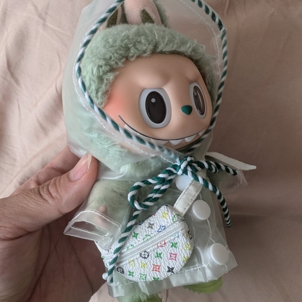 Mini Keroppi Raincoat & Rain Boots - Labubu Doll Clothes | Tiny Fashion - Picture 8 of 14